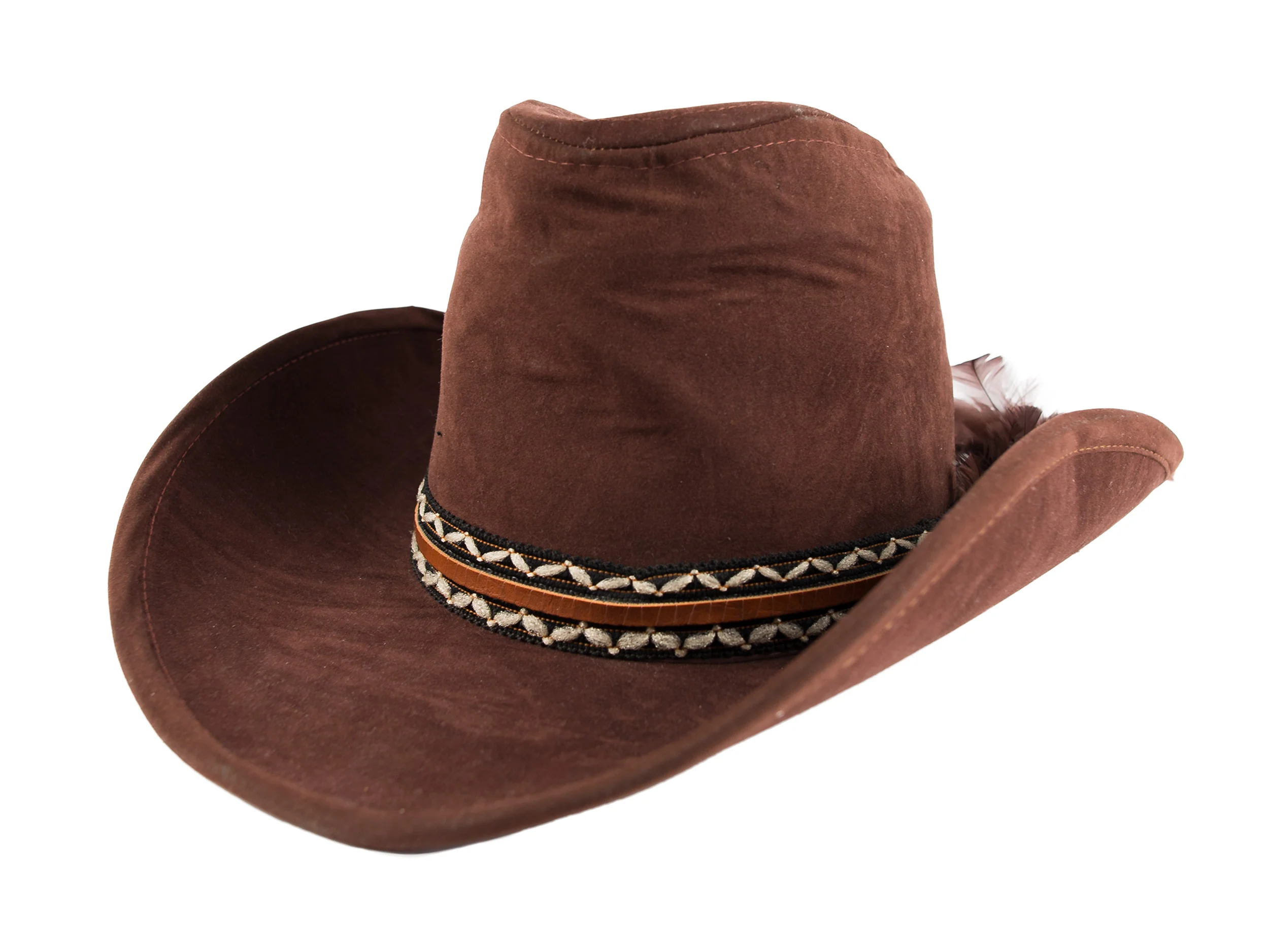 Flo Kennedy’s brown suede cowboy hat, and a photo of her wearing it, ca. 1974