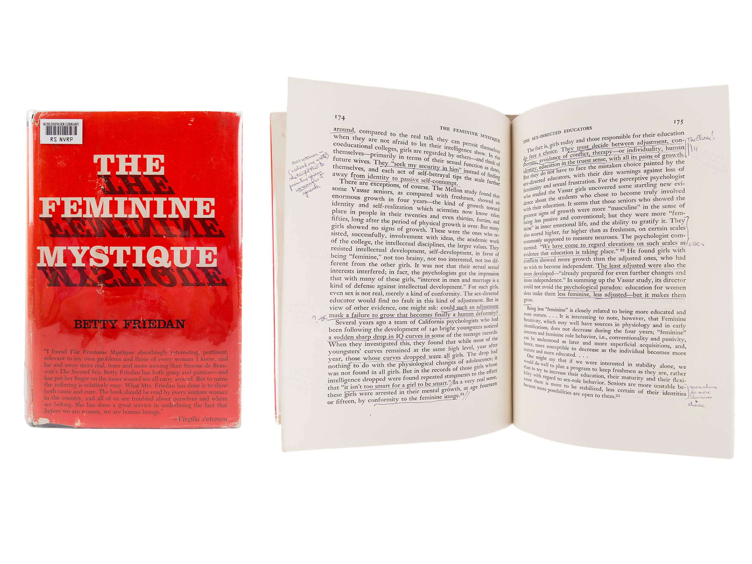 Alice Paul’s copy of Betty Friedan’s The Feminine Mystique, 1963