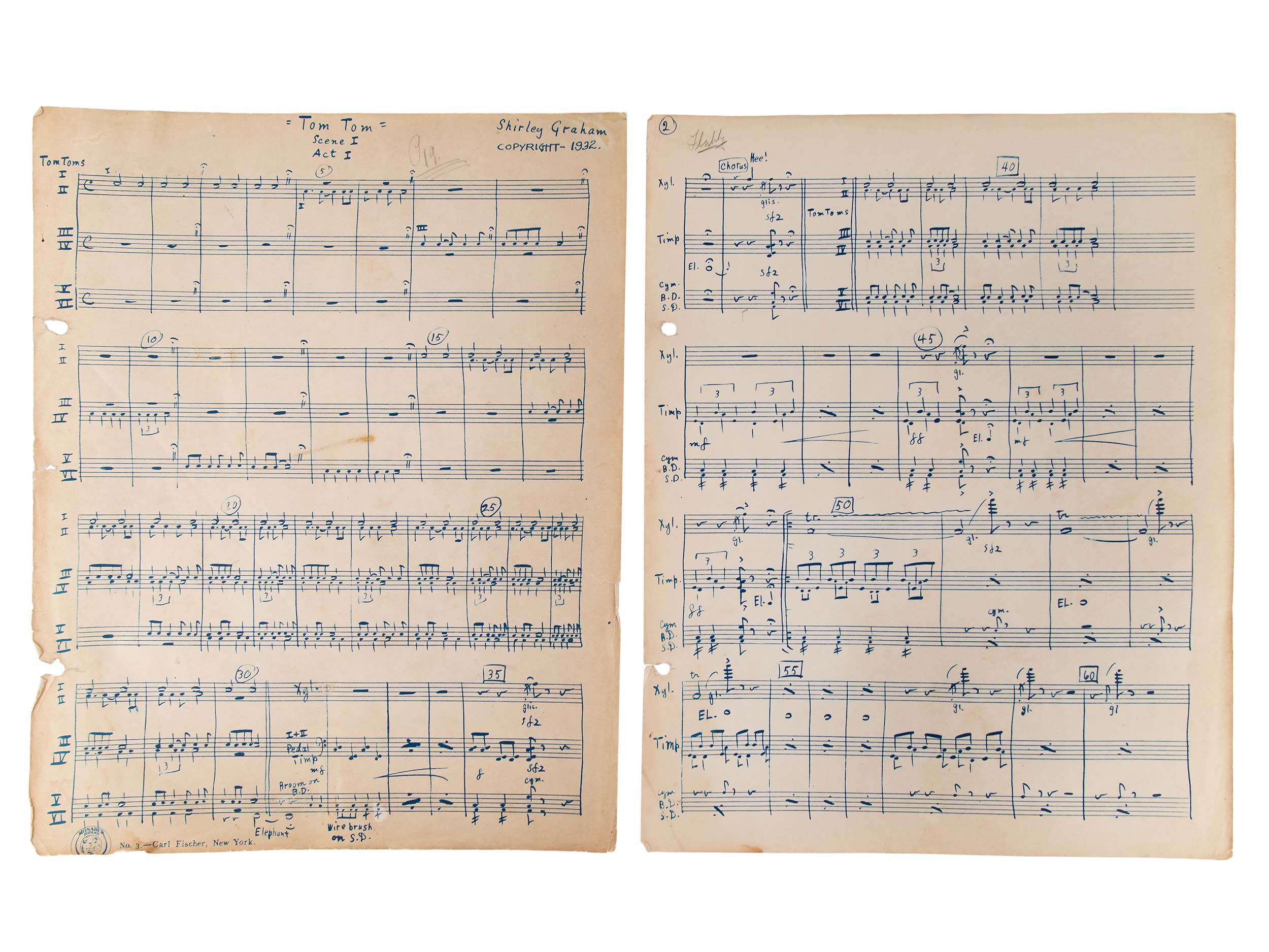 Original score, Tom-Tom, by Shirley Graham Du Bois, 1932
