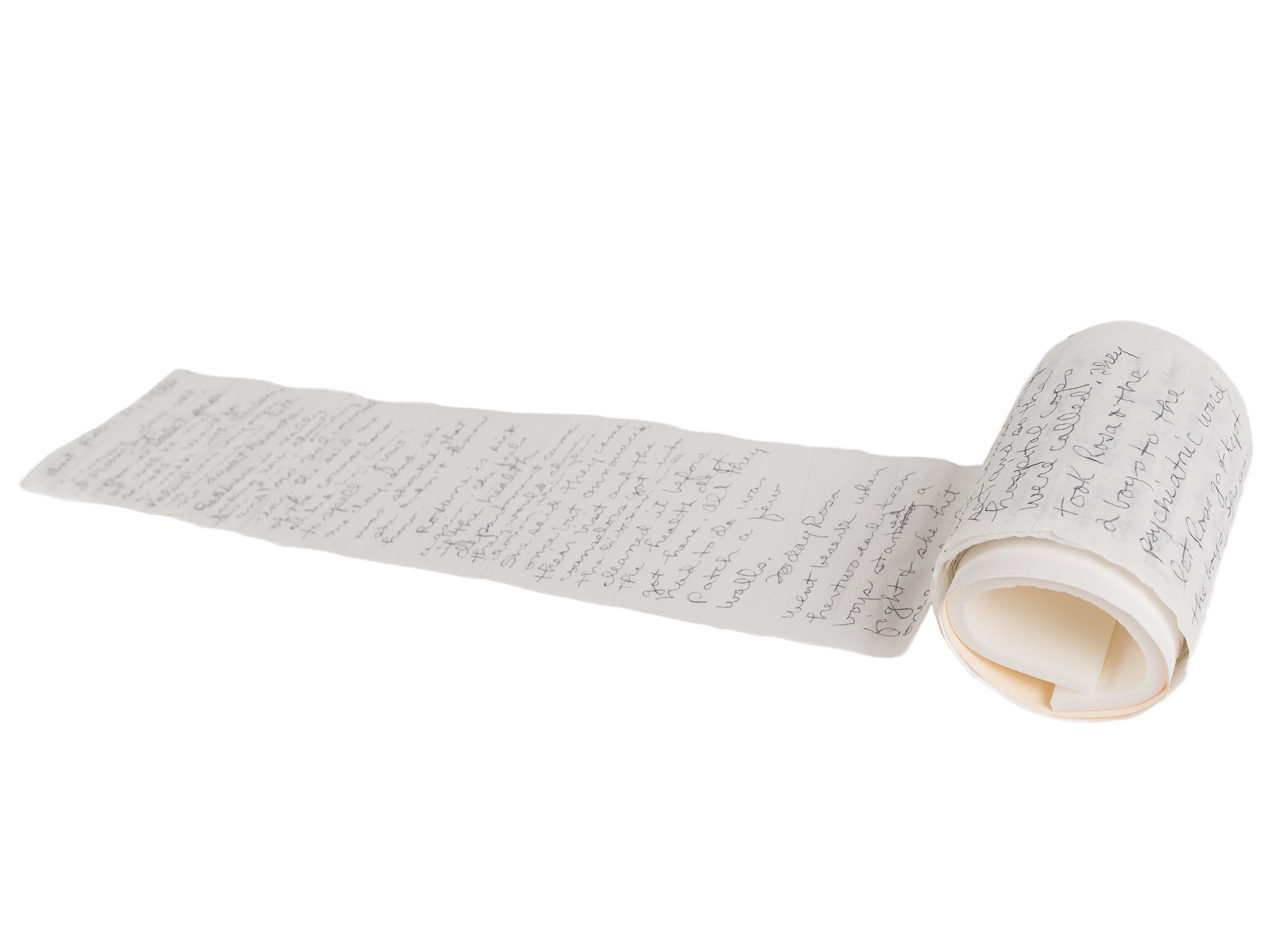 Eleanor Skelton Cash diary on rolls of toilet paper, 1986