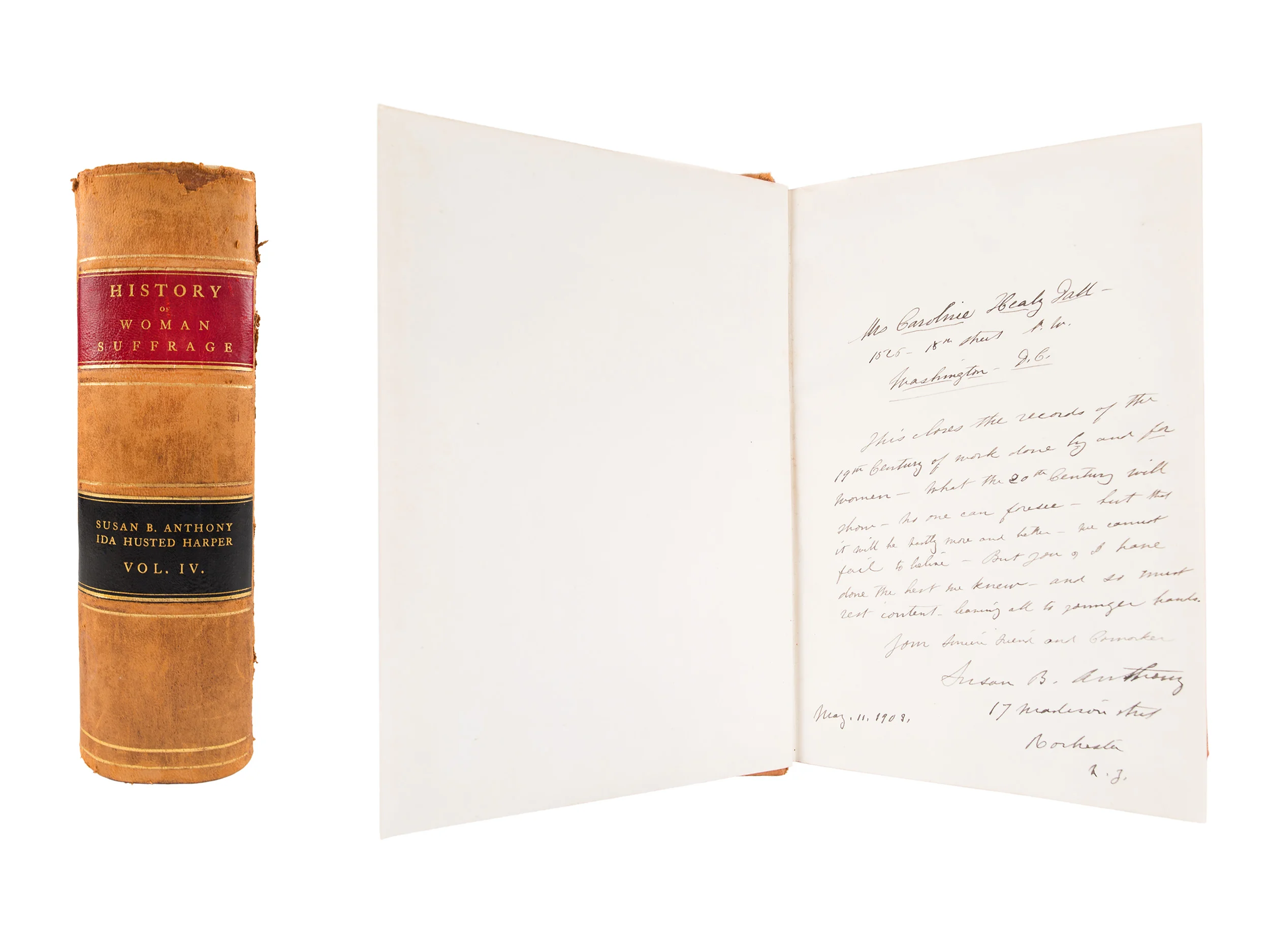 History of Woman Suffrage with Susan B. Anthony inscription, 1902