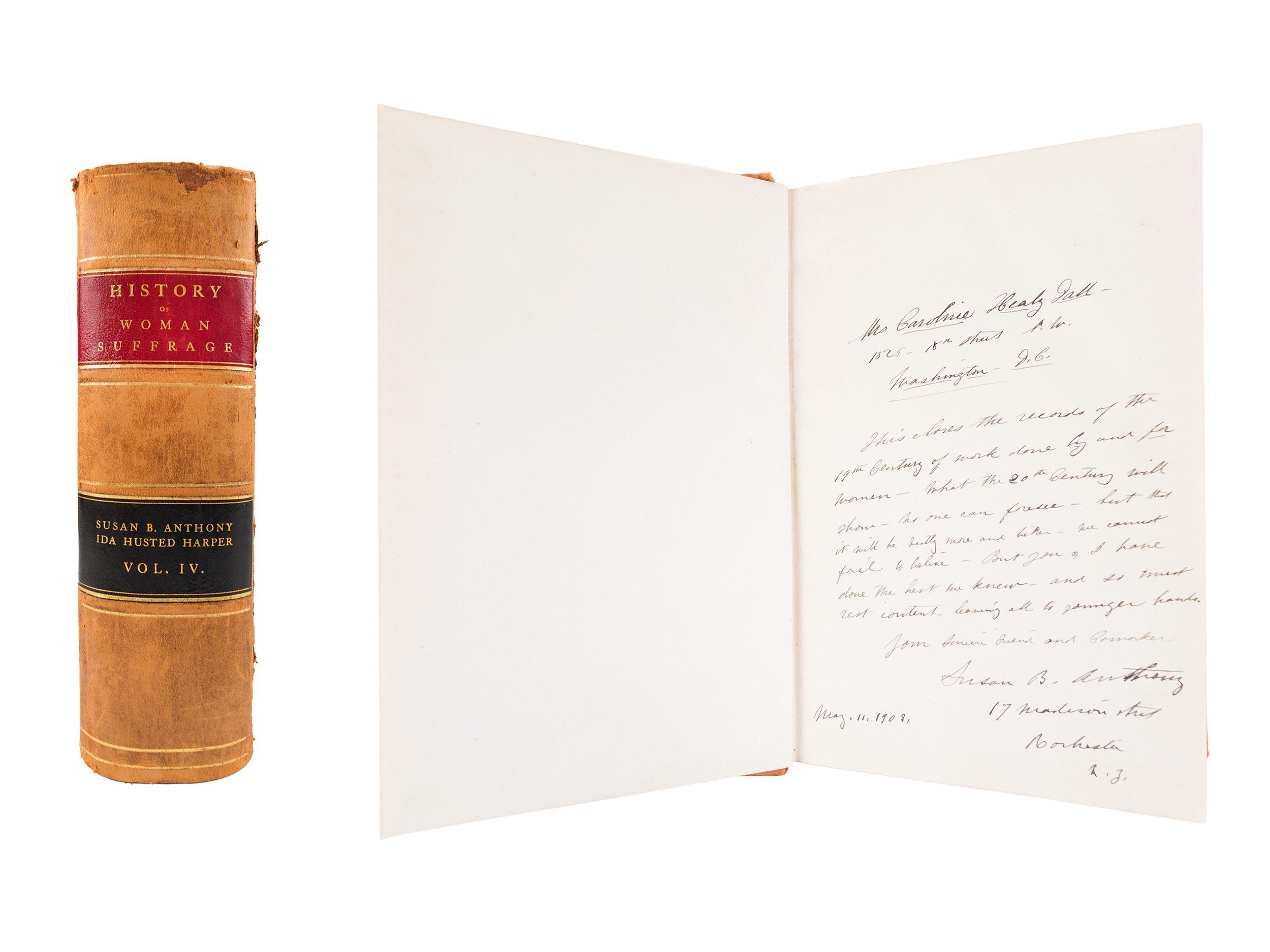 History of Woman Suffrage with Susan B. Anthony inscription, 1902