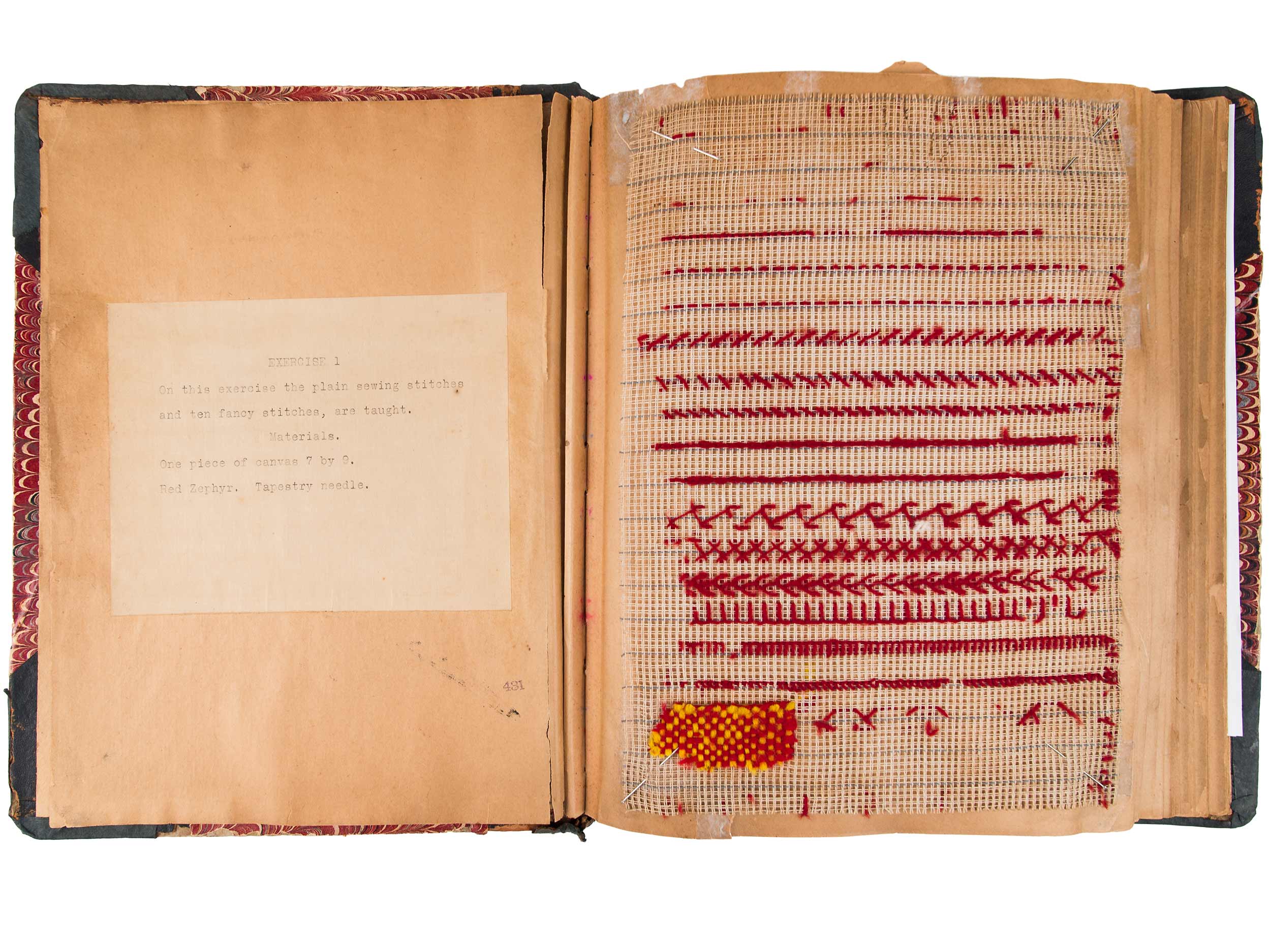 Beatrice Jeannette Whiting's sewing exercise book, ca. 1915
