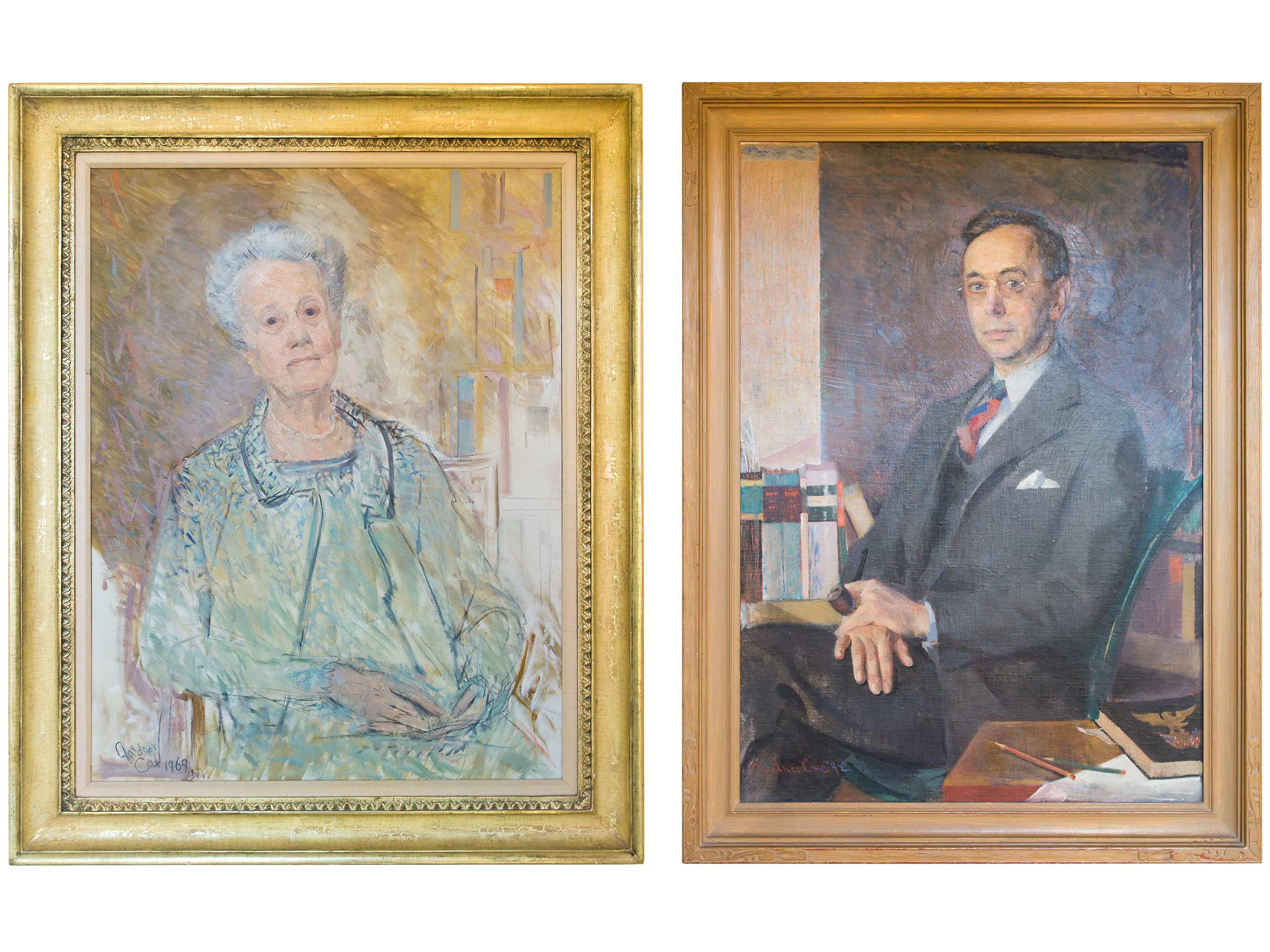 Oil portraits by Gardner Cox, 1969 and 1942