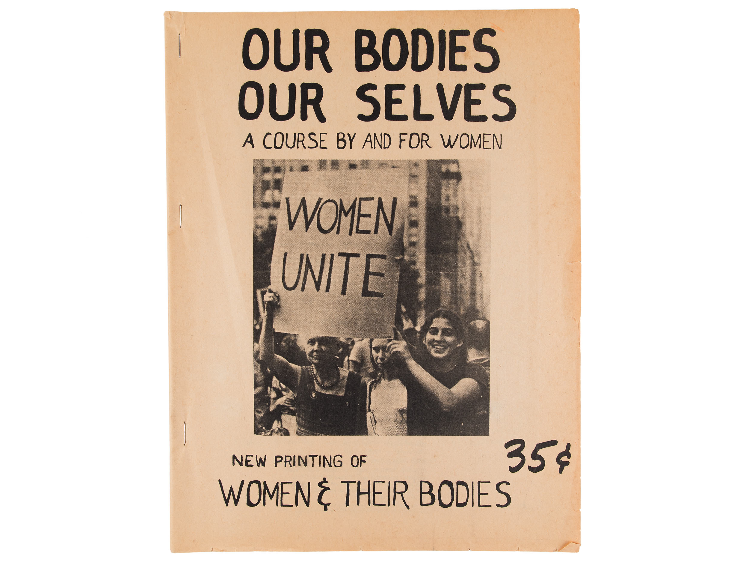 First edition of Our Bodies Our Selves, 1971, and meeting minutes, 1973