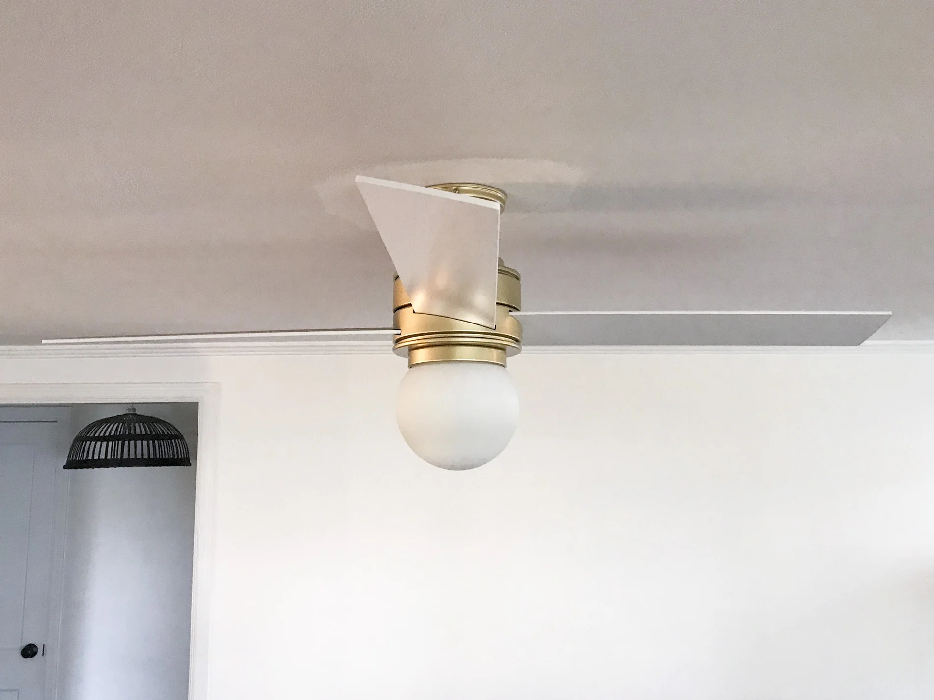 Ignore the ceiling paint around the fan; touching it up is on the to-do list!