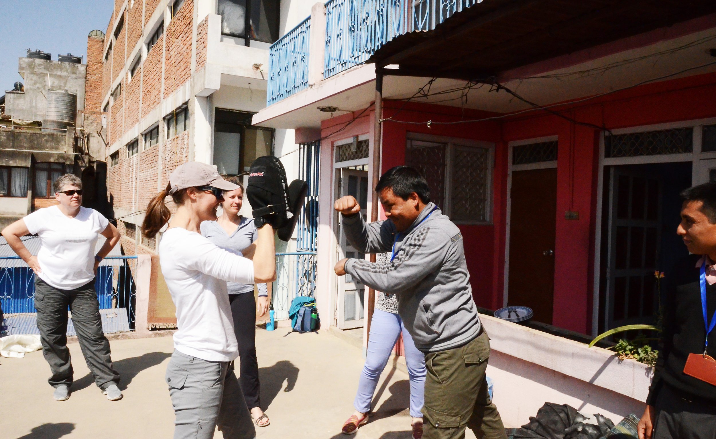 Practicing punches in rural Nepal