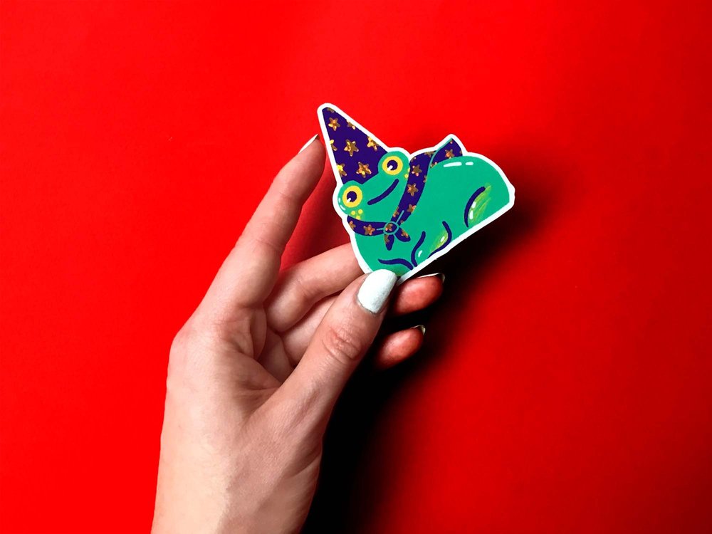 Glitter Wizard Frog Sticker