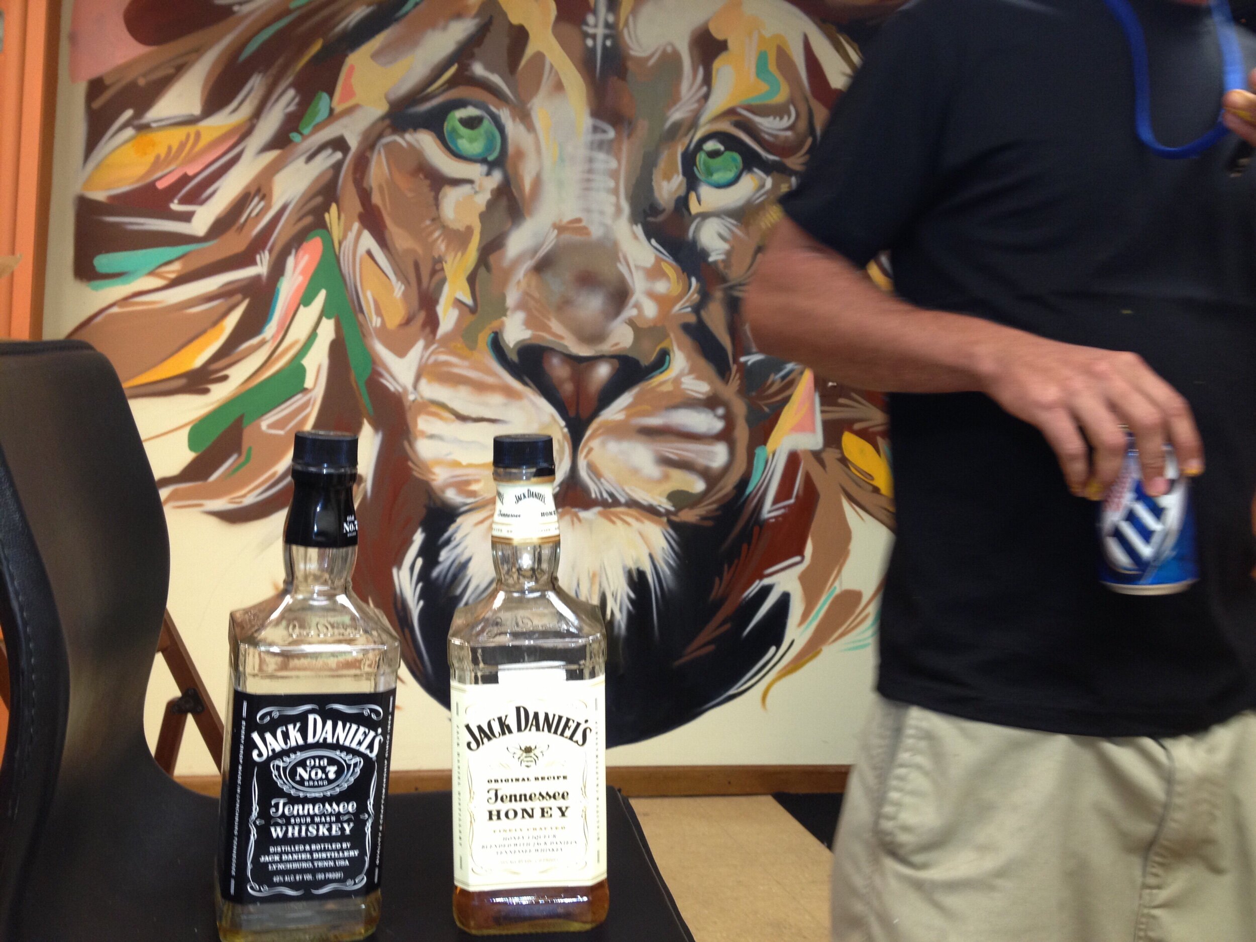 Funny story , we killed the big bottle of jack on the first night painting, everyone was wrecked the next morning….night 2 of the mural someone picks up a second bottle as a joke …… second bottle finished that night also.