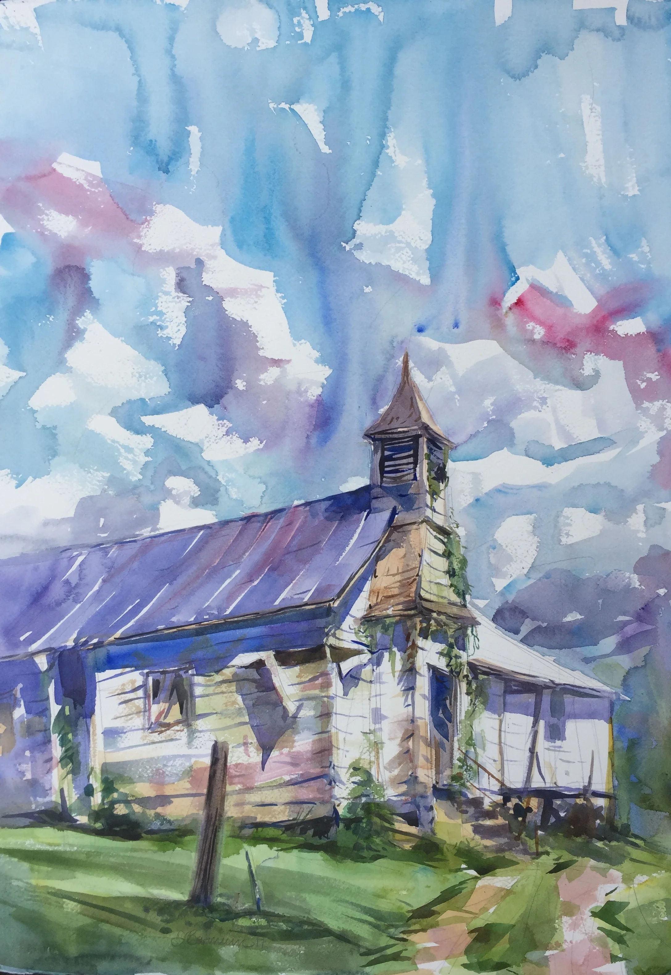 "Only Sky" (Floyd, VA) Watercolor on paper, 18" x 24", 2017 Sold