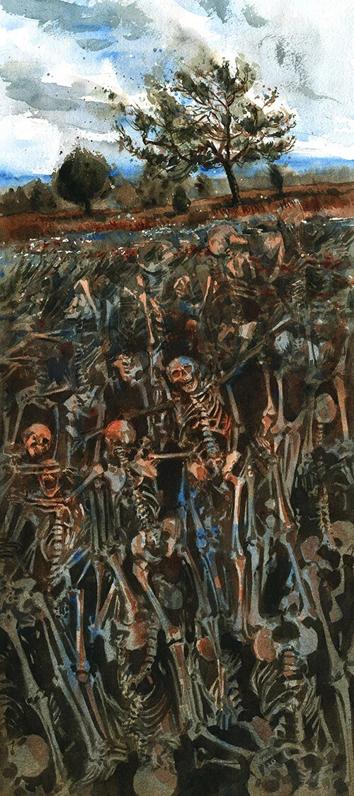 Requiem (Note that because this is a tall and skinny image format, it will be a bit smaller on the page with wide side borders, depending on print size. Limited edition version is trimmed to 11” x 22”.)