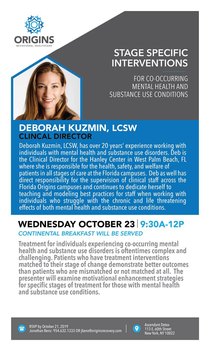 RSVP to Jonathan Benz at JBenz@originsrecovery.com