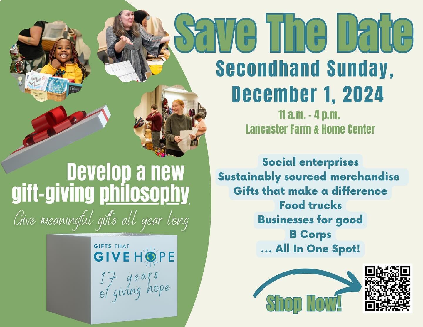 Join us for the 17th annual 𝙇𝙖𝙣𝙘𝙖𝙨𝙩𝙚𝙧 𝙂𝙞𝙛𝙩𝙨 𝙏𝙝𝙖𝙩 𝙂𝙞𝙫𝙚 𝙃𝙤𝙥𝙚 𝘼𝙡𝙩𝙚𝙧𝙣𝙖𝙩𝙞𝙫𝙚 𝙂𝙞𝙛𝙩 𝙁𝙖𝙞𝙧 this Sunday, December 1 from 11am-4pm at the Farm &amp; Home Center (1383 Arcadia Rd, Lancaster) for a festive, family-frien