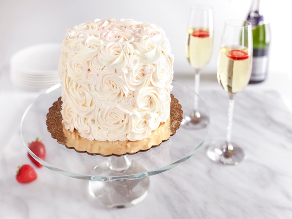 Strawberries and Champagne Cake - Piped Buttercream Rosettes - Nutmeg Imageworks.jpg