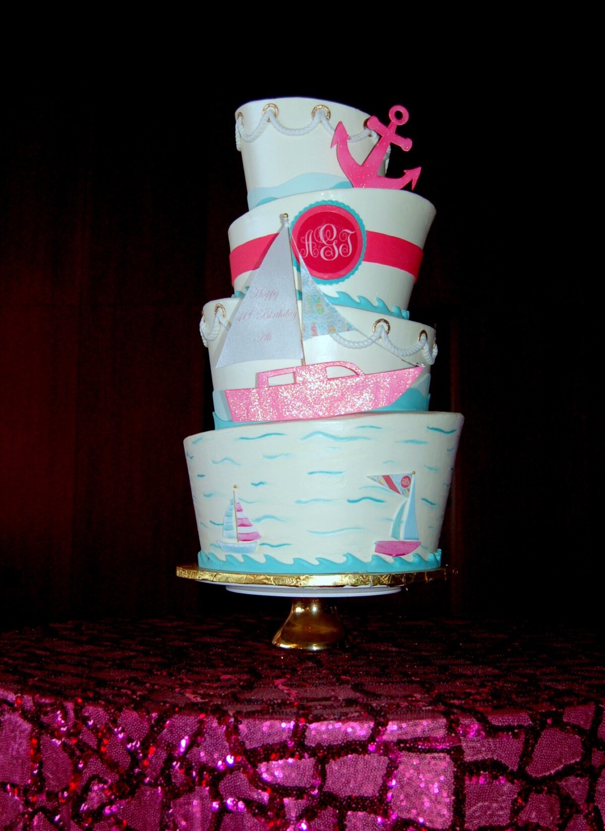 Lily Pulitzer Yacht Cake - Topsy Turvy - All Buttercream. All Edible.jpg