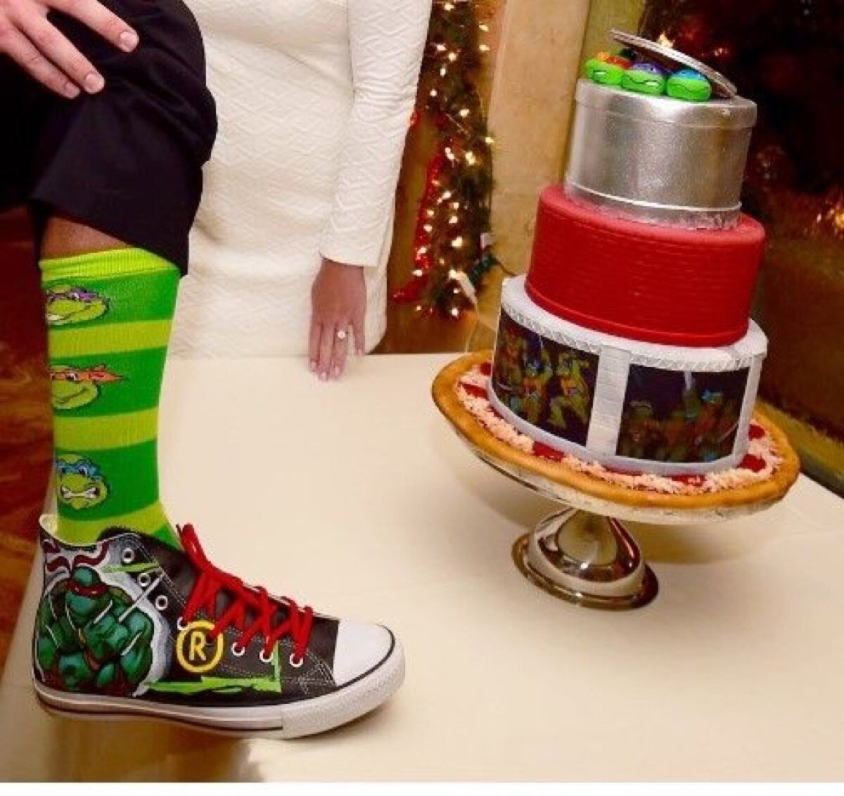 Ninja turtle cake with matching socks.jpg