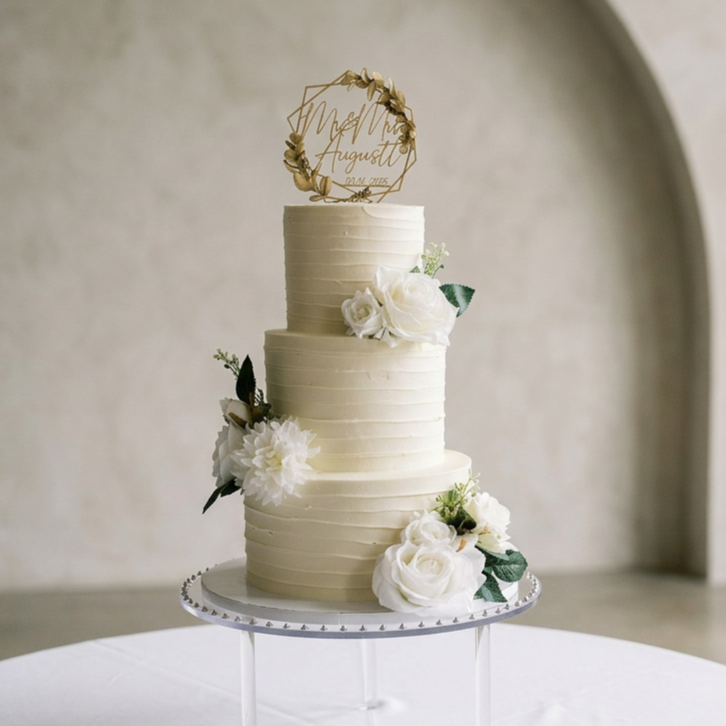 3-Tier Custom Base Wedding Cake (100 servings)