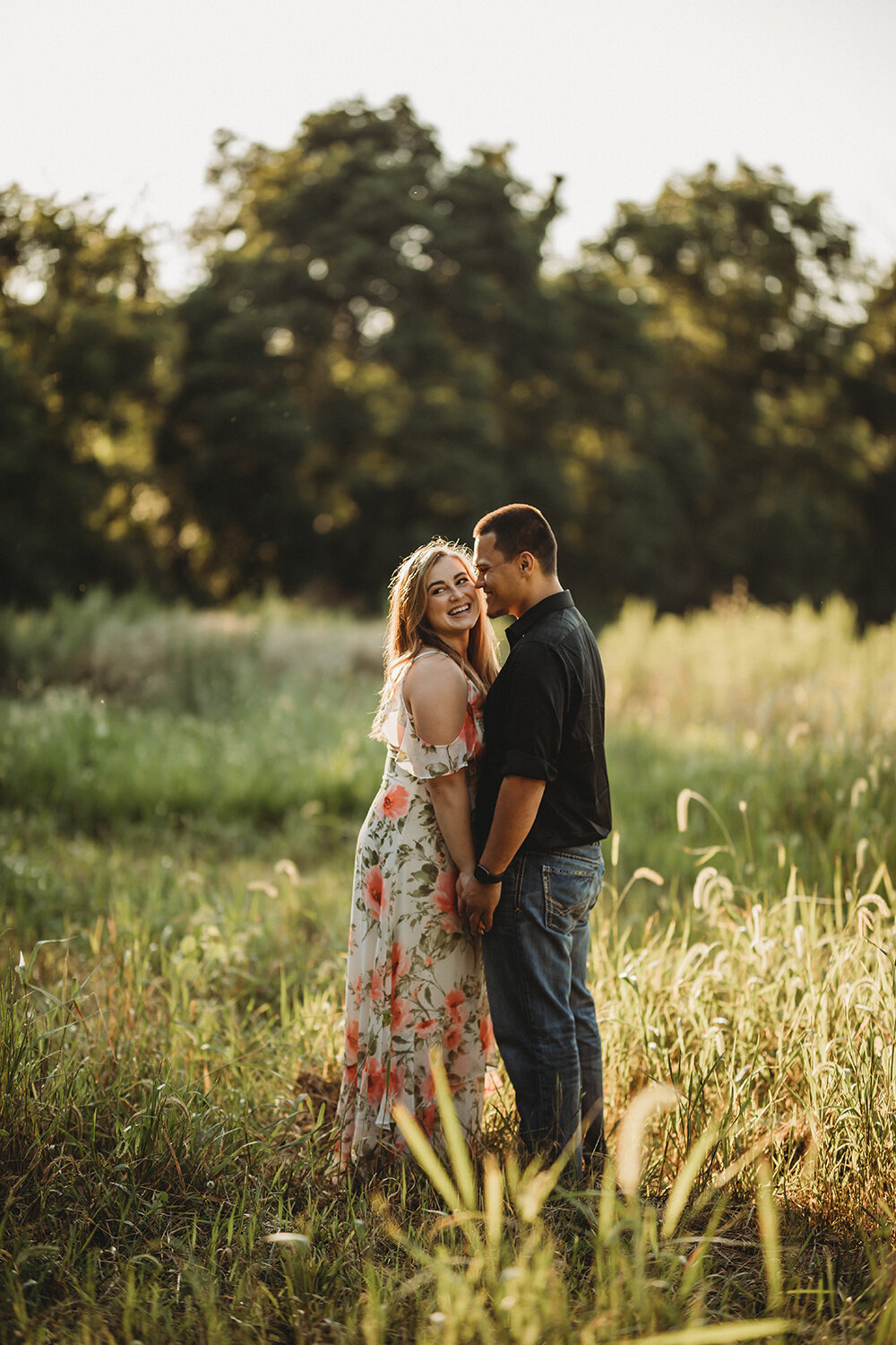 Couple portrait in a meadow at Slate Run Metropark in Ohio