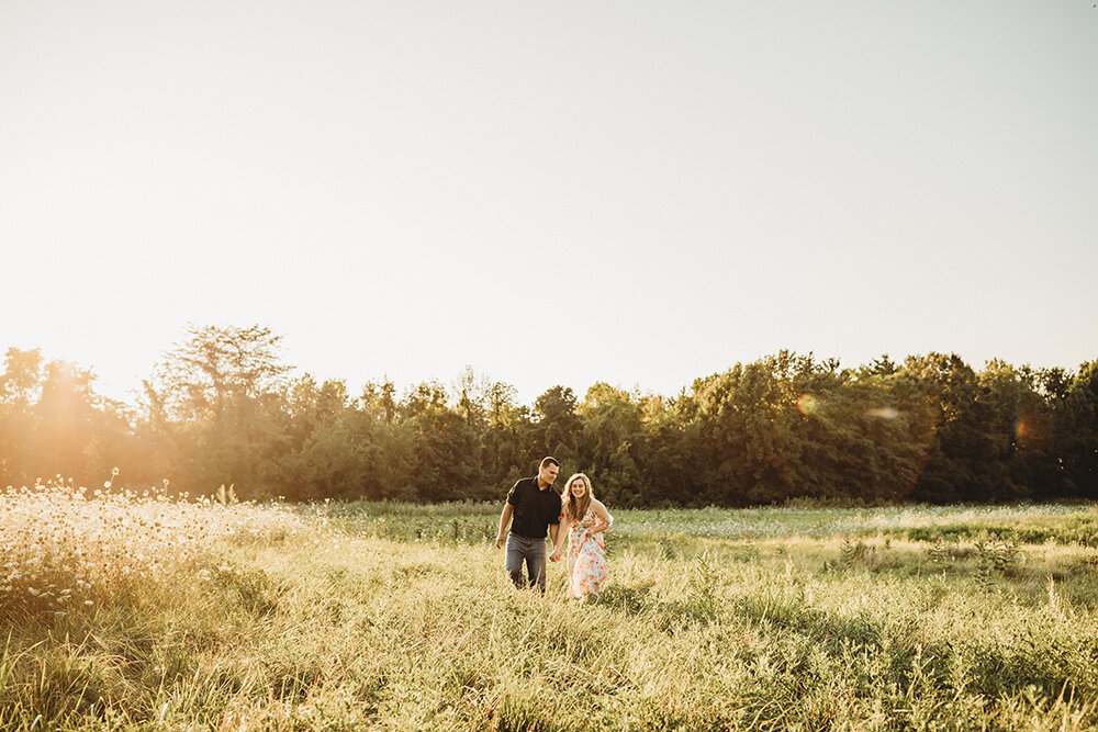 Couple portrait in a meadow at Slate Run Metropark in Ohio