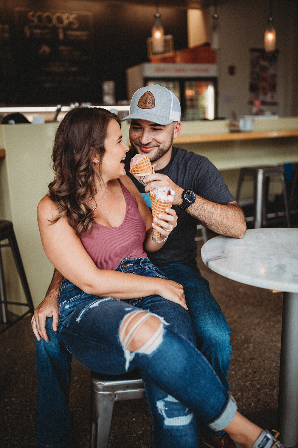 couple sharing ice cream