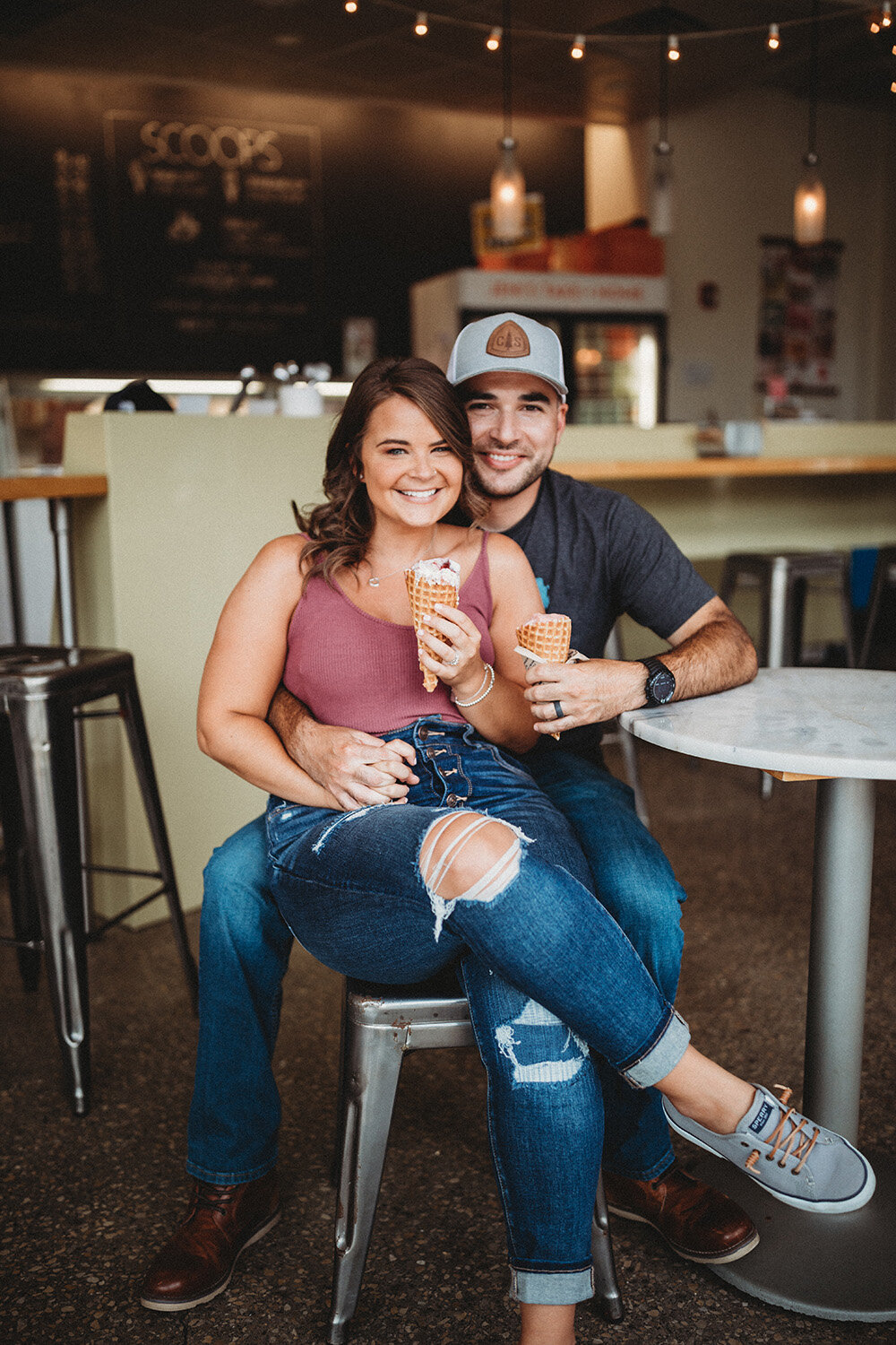 couple portrait at a ice cream store