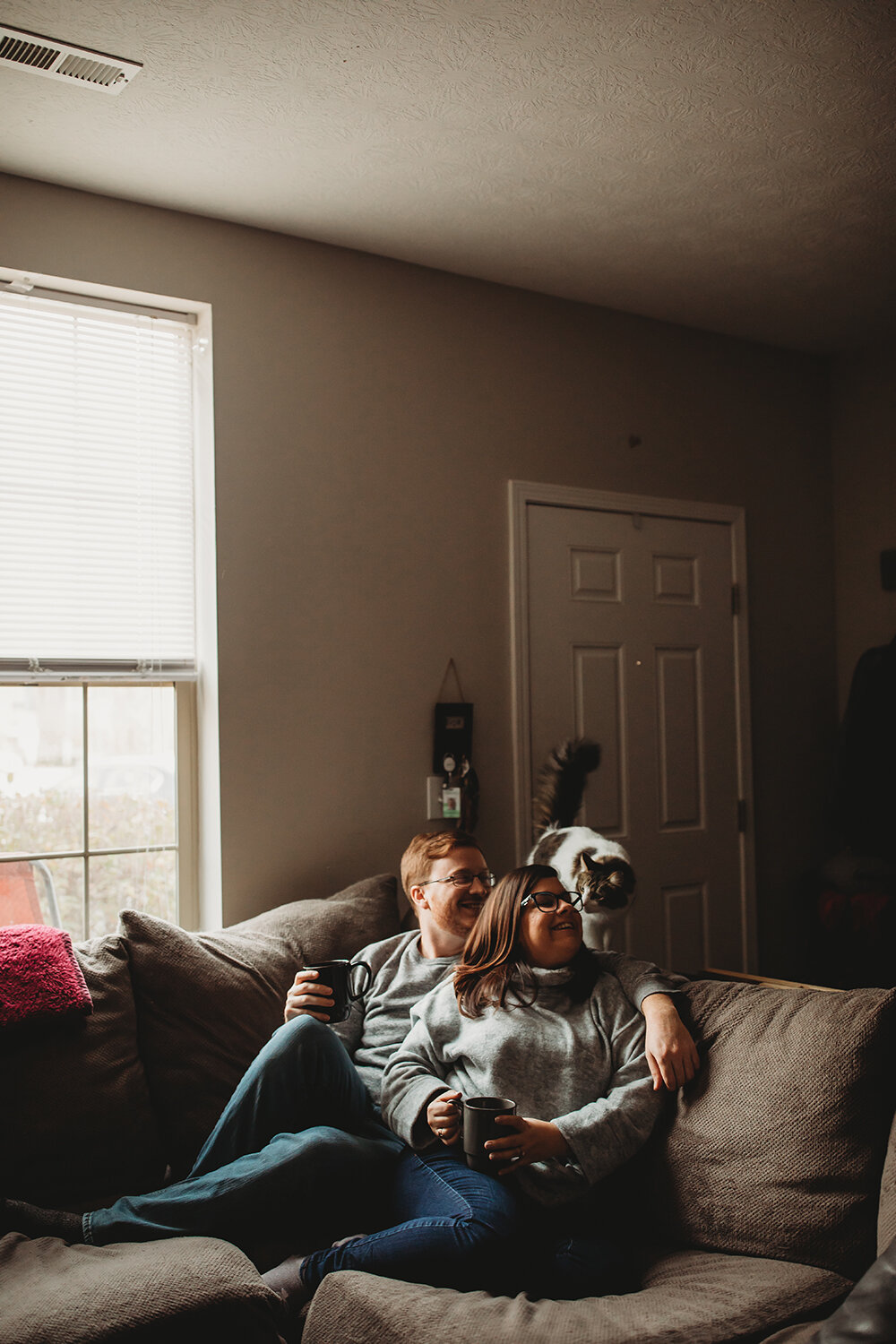 couple engagement portraits at home