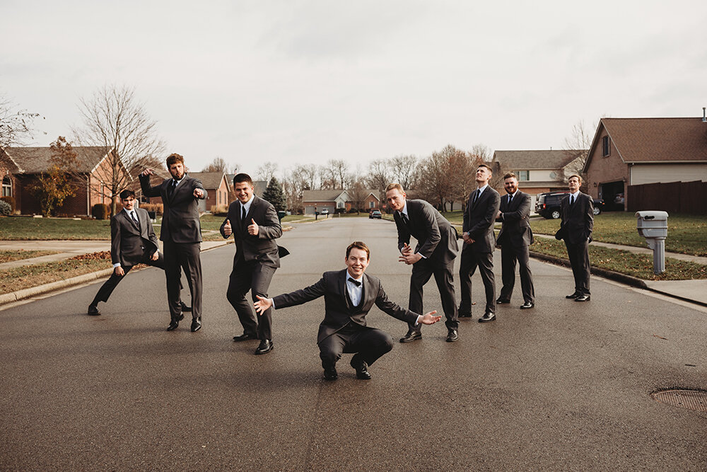 groomsmen in the street 