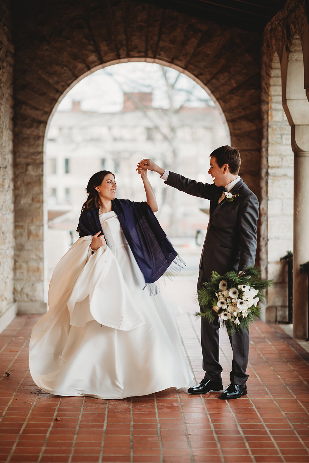 bride and groom dancing 