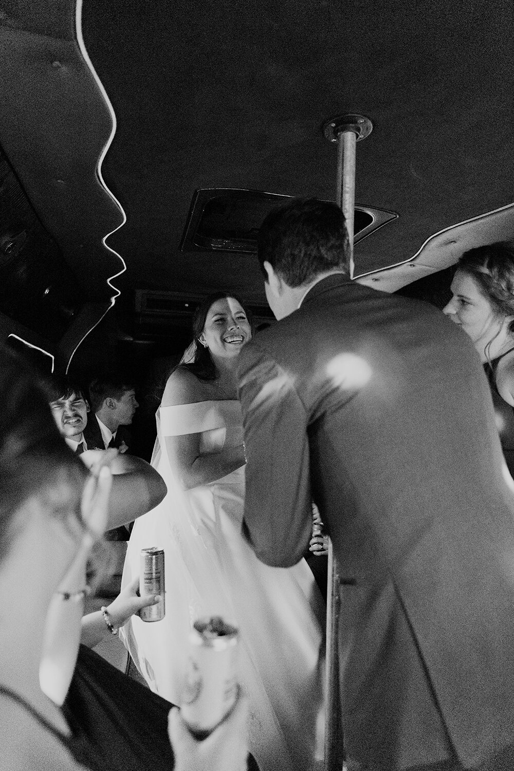 wedding party on a party bus