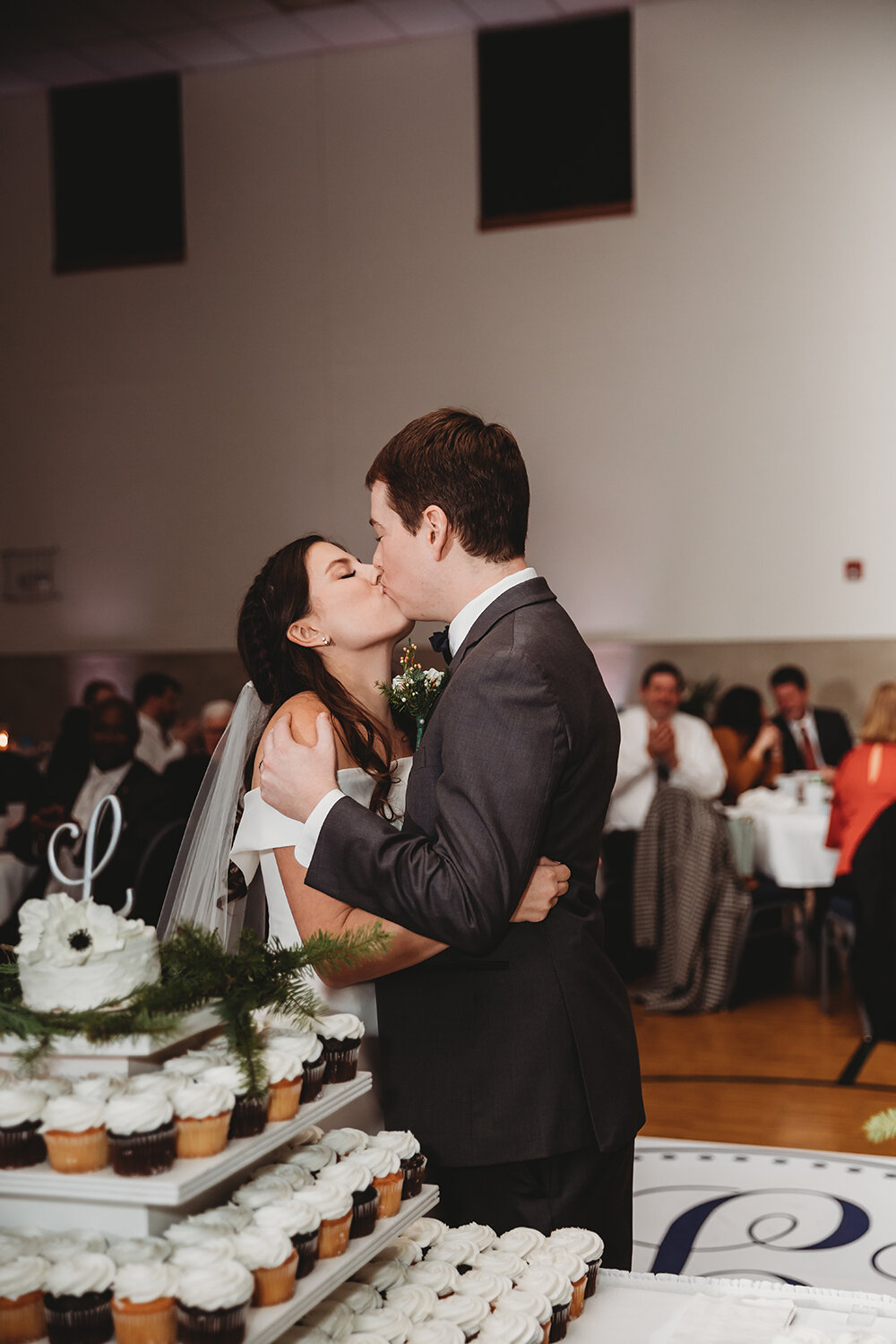 bride and groom kissing 