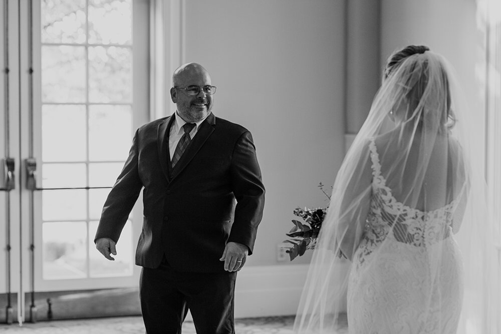 bride and father first look 