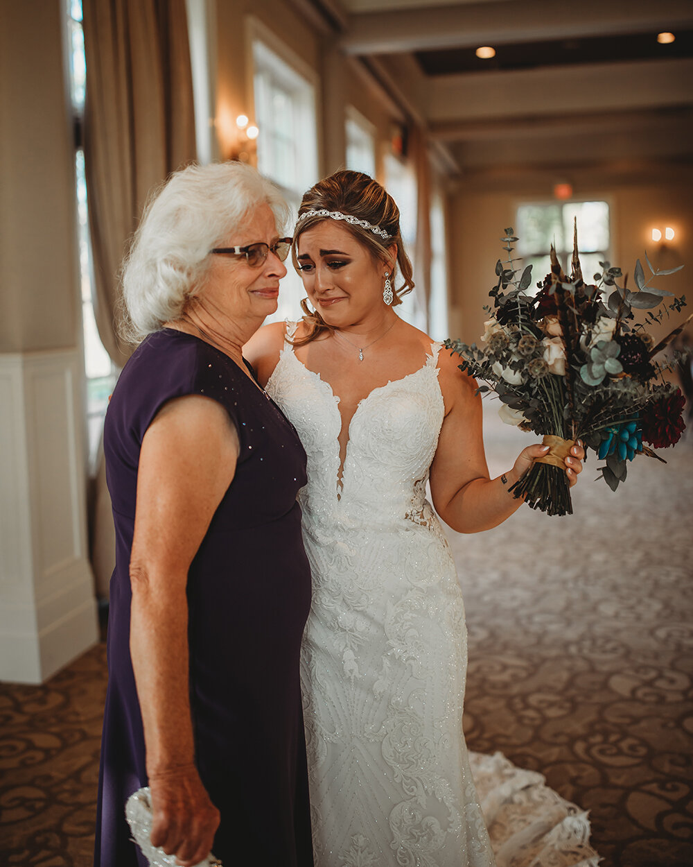 bride and grandma first look 