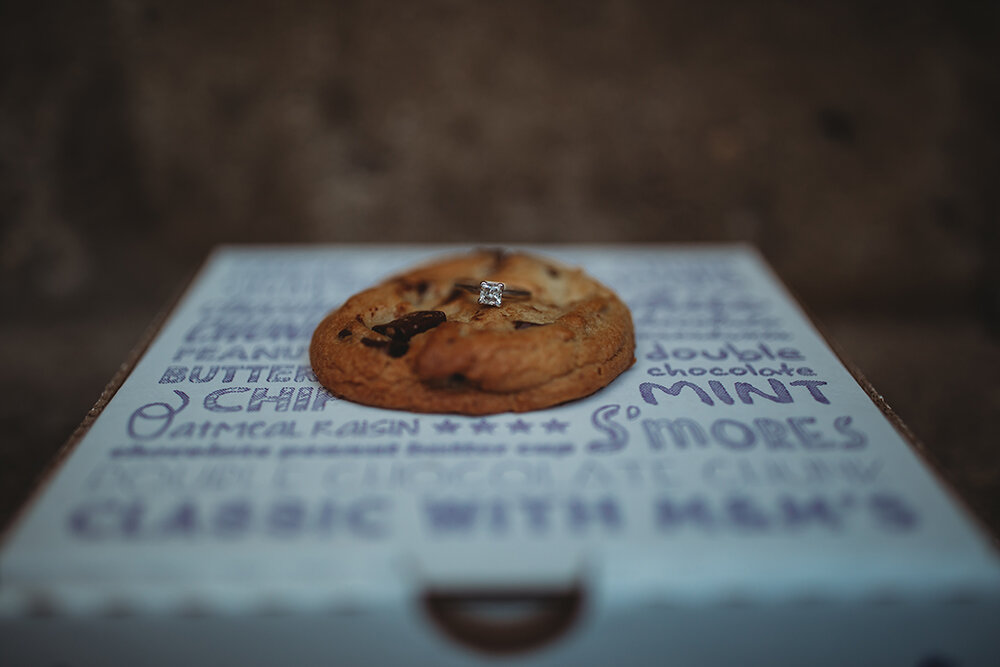 engagement ring on cookie