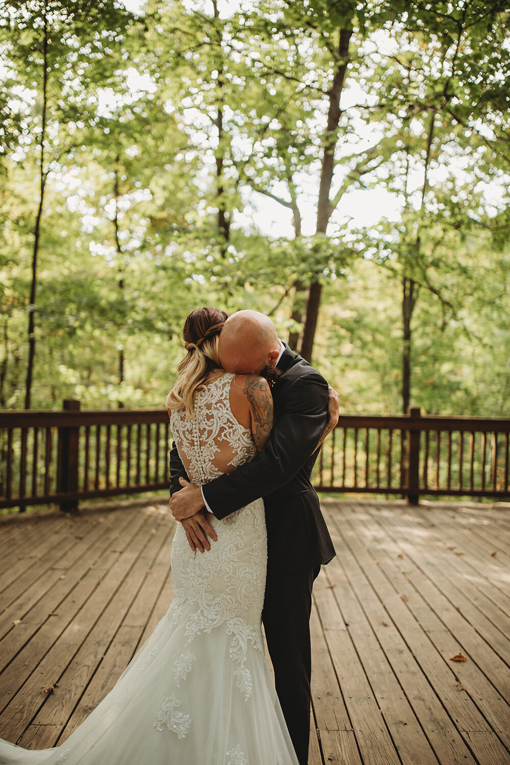 bride and groom first look 