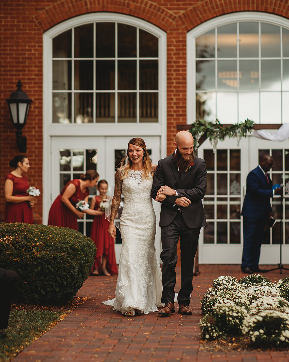 bride and groom walking down the aisle 