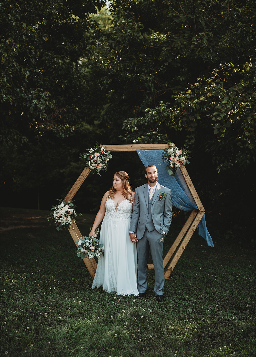 wedding portraits of groom and bride 