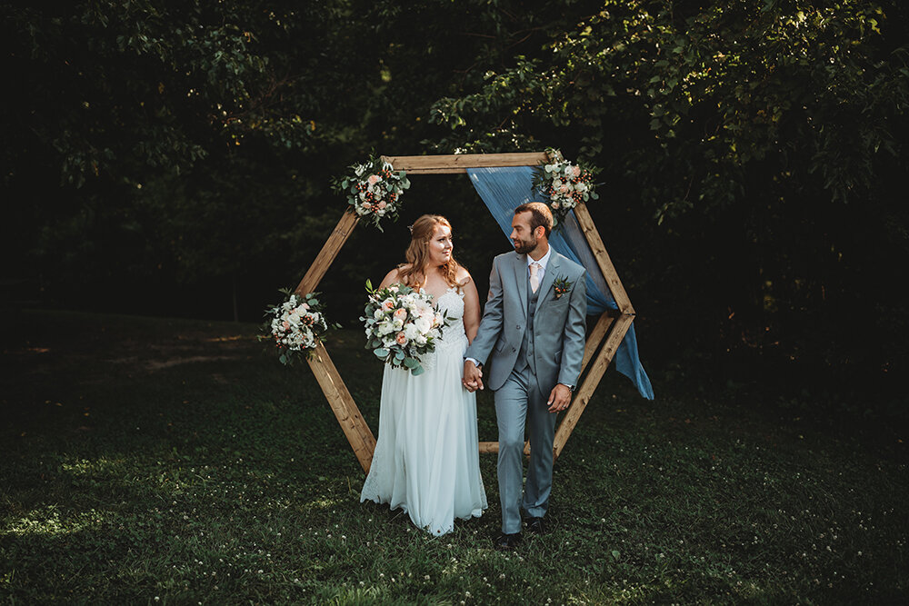 wedding portraits of groom and bride 