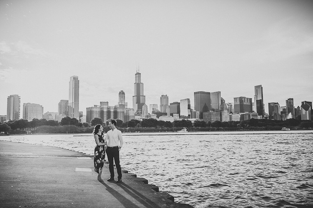 couple in front of chicago city skyline