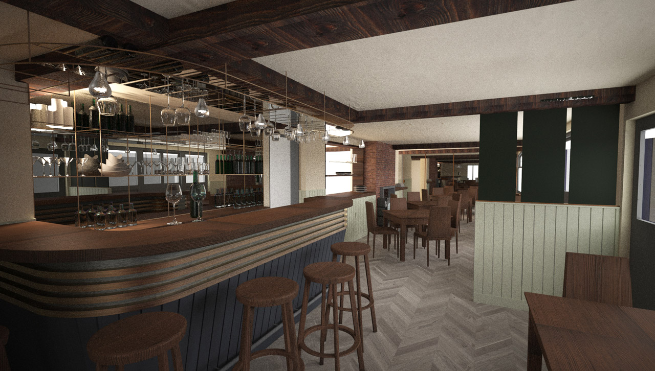 Concept interior design of bar area