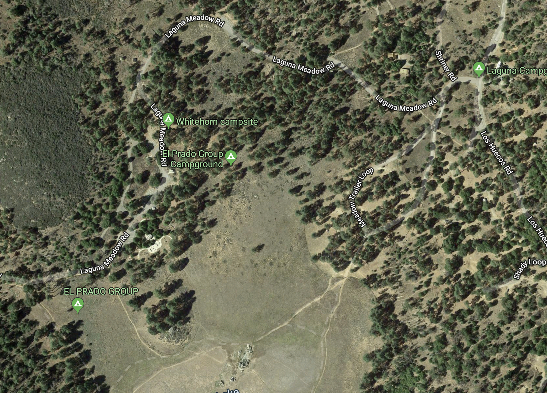 Click the picture for a link to google maps. The campground is located 50 miles east of San Diego, California. Take I-8 to the Sunrise Highway (State Route S1) exit. Go approximately 15 miles north to Laguna/El Prado Campground, just beyond the 26 mile marker. Stop at the entrance station for information and site location.