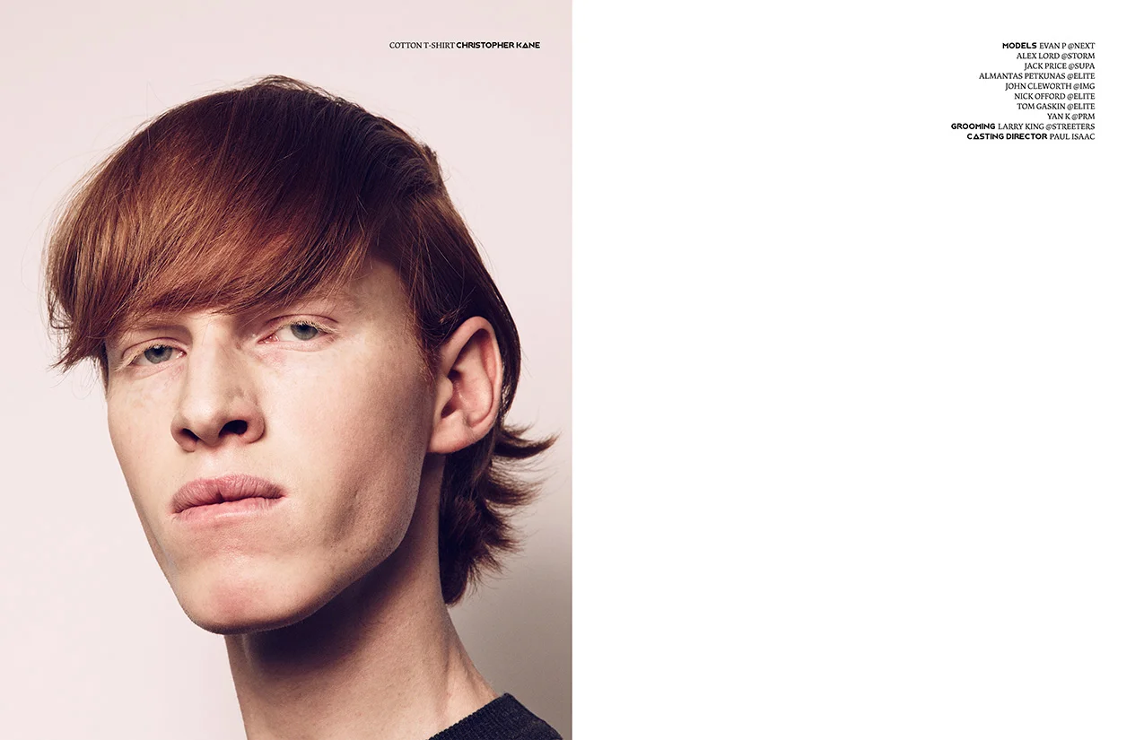 PIBE #Issue 2 Photography / Simon Emmett @CLM Styling / Lorna McGee Grooming / Larry King @Streeters Model / Evan P @Next, Alex Lord @Storm, Jack Price @Supa, John Cleworth @IMG Almantas Petkunas, Nikc Offord, Tom Gaskin @Elite, Yan K @PRM Casting Director / Paul Isaac