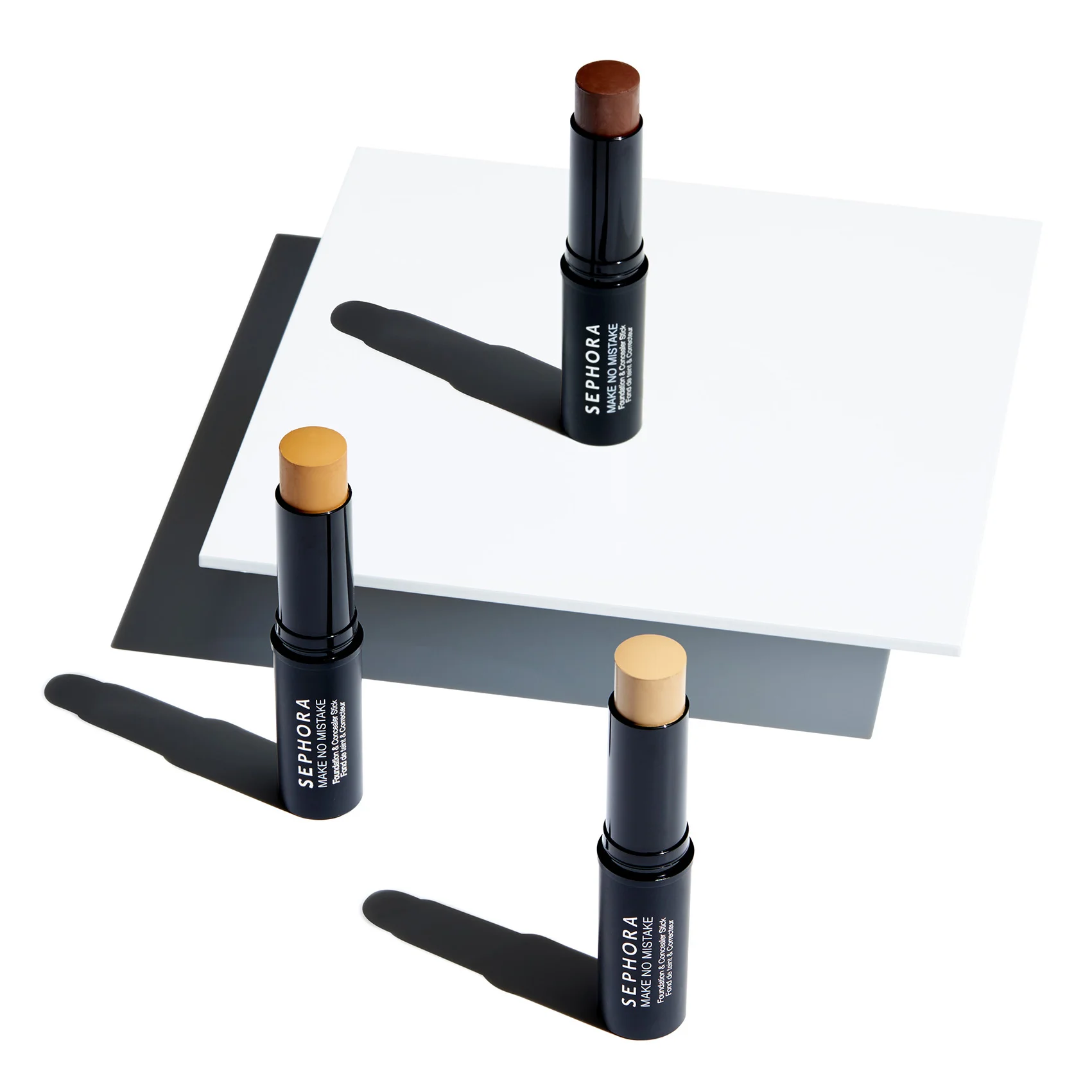 SEPHORA Collection: Make No Mistake Foundation & Concealer Stick Color: 6 Hickory - golden light beige with a yellow undertone and 10 Cedar - deep tan beige with a golden undertone