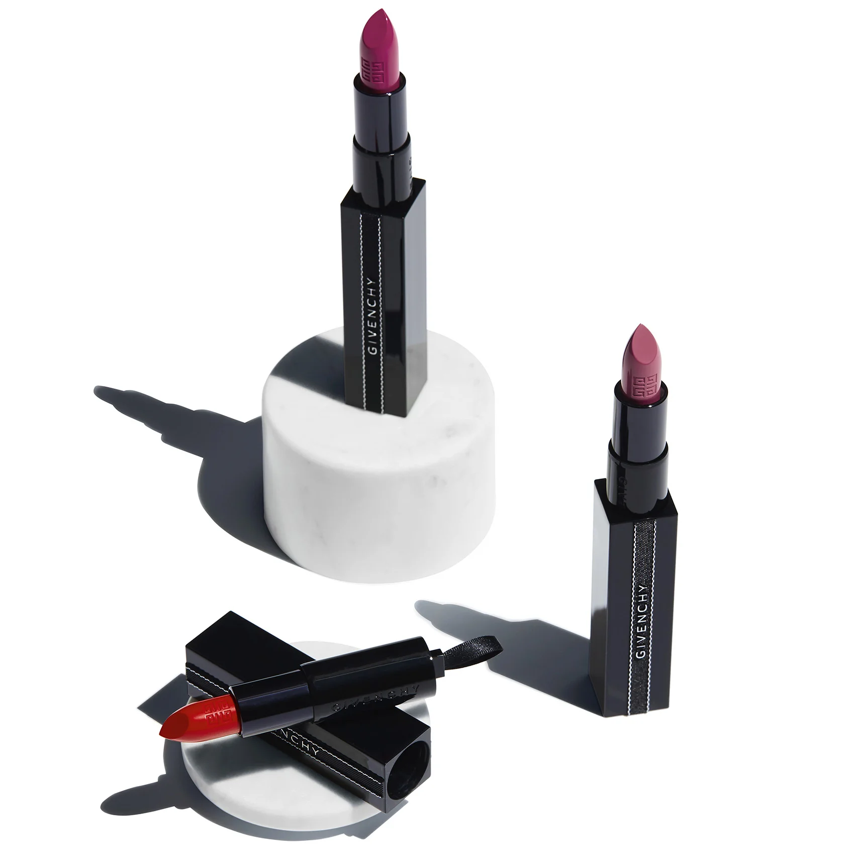 GIVENCHY: Rouge Interdit Lipstick N°23 Fuchsia-in-the-Know, N°06 Rose Nocturne and N°13 Rouge Interdit