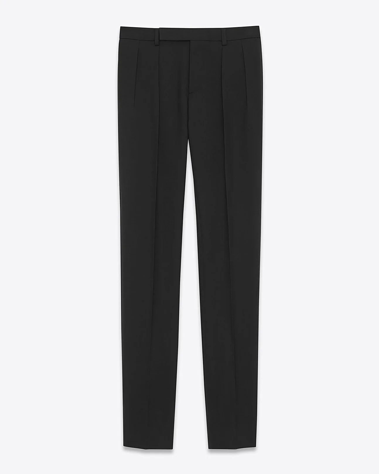 Saint Laurent Low Waisted Pleated Trouser In Black Gabardine