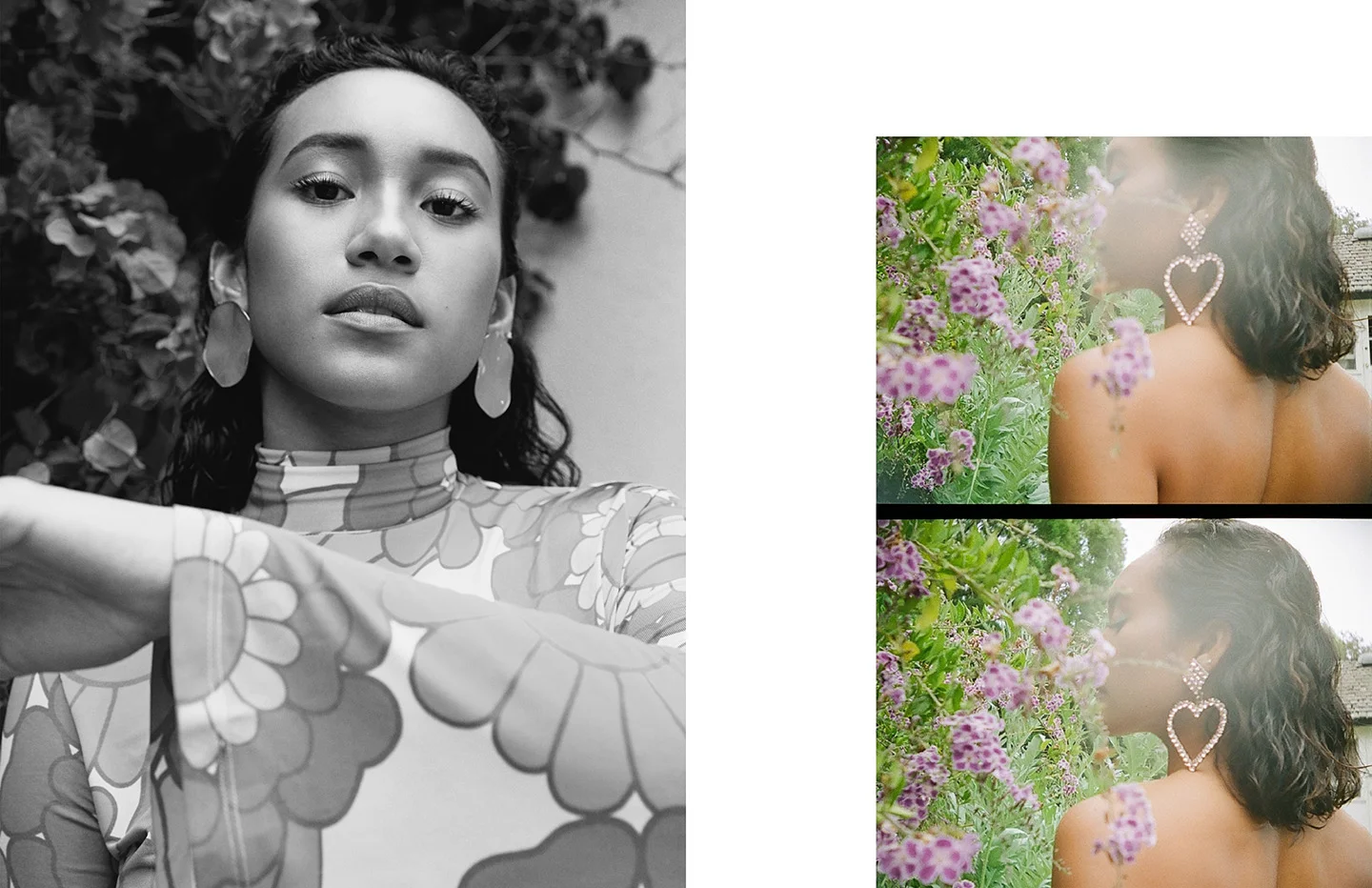 Left: top DODO BAR OR, earrings CHLOE • Right: earrings ALESSANDRA RICH
