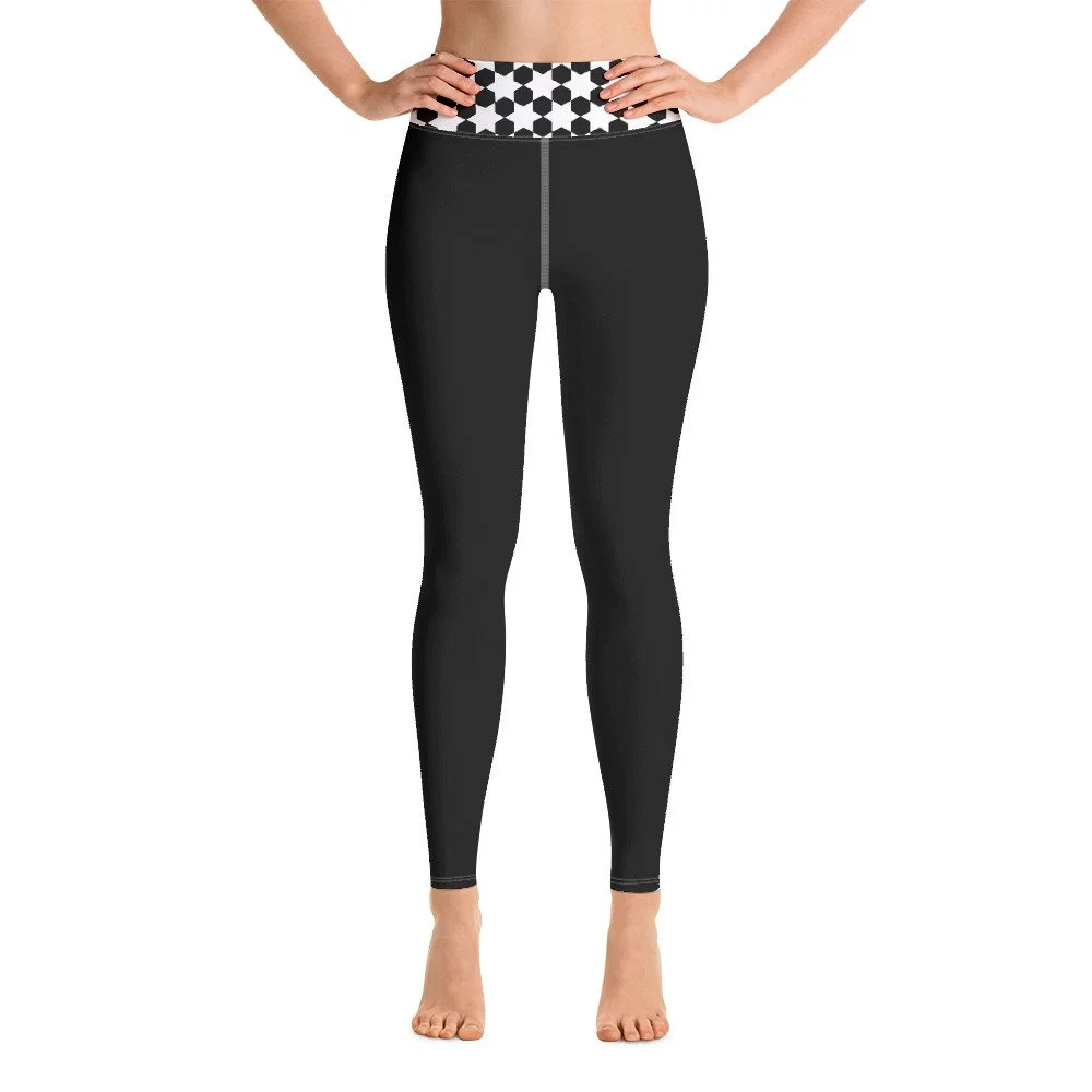 Black Monochrome Leggings | White Stars 
