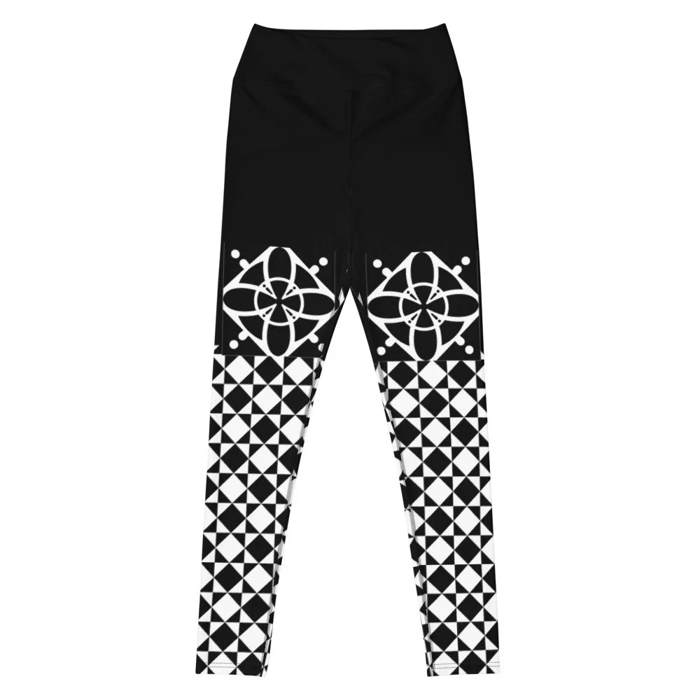 Black & White Monochrome Leggings Triangle Floral — PIBE Magazine
