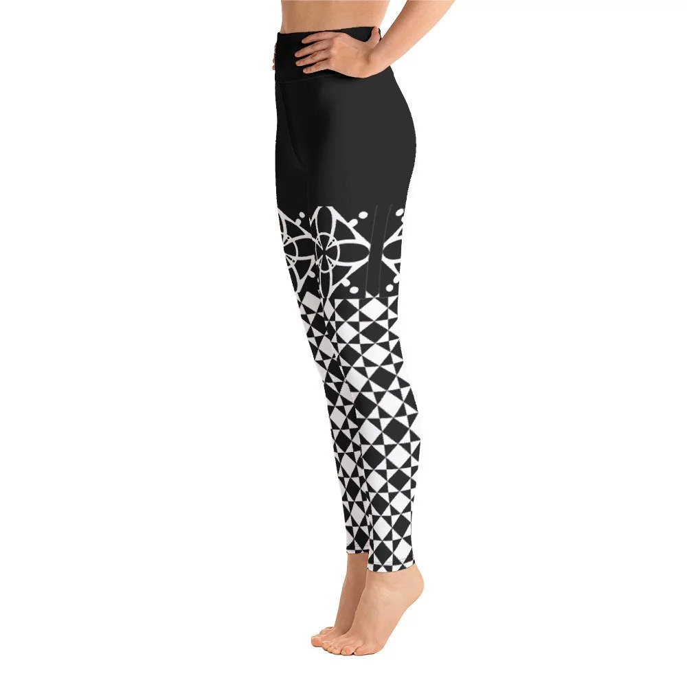 Black & White Monochrome Leggings Triangle Floral — PIBE Magazine