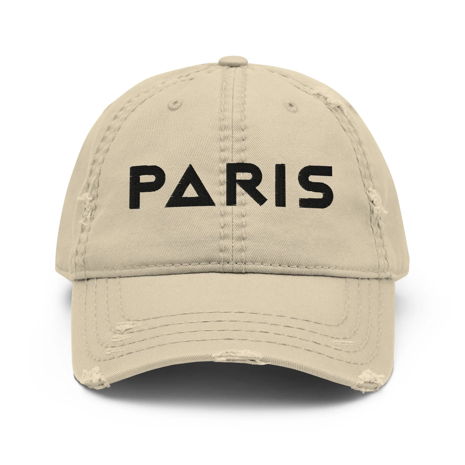 3D Puff Embroidery Charcoal Grey/Black/Khaki/Navy Distressed Dad Cap Paris — PIBE Magazine Play It By Ear