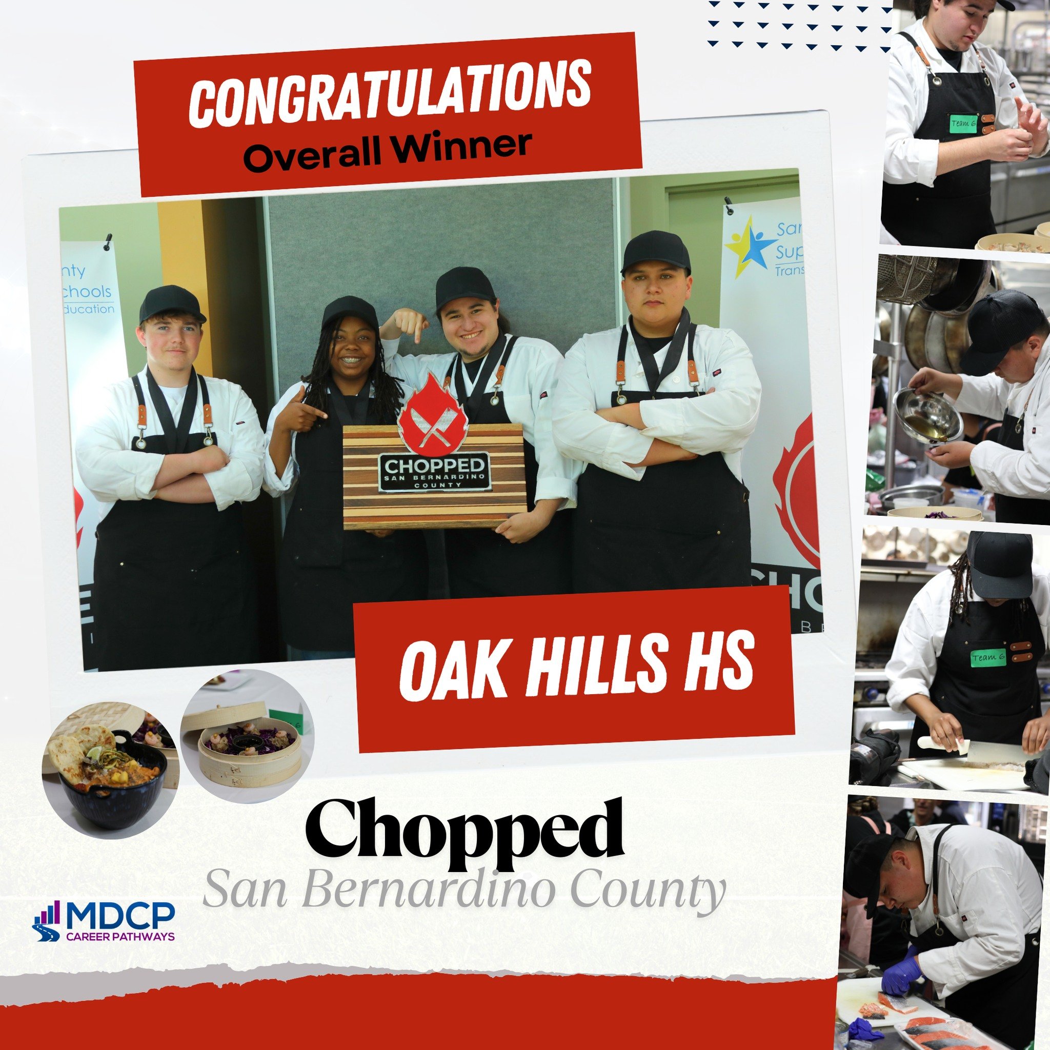 Top culinary teams from three regions across San Bernardino County came together for an epic County-wide Chopped Competition! With salmon as the star main dish ingredient, students showcased their creativity, technique, and passion in crafting unforg